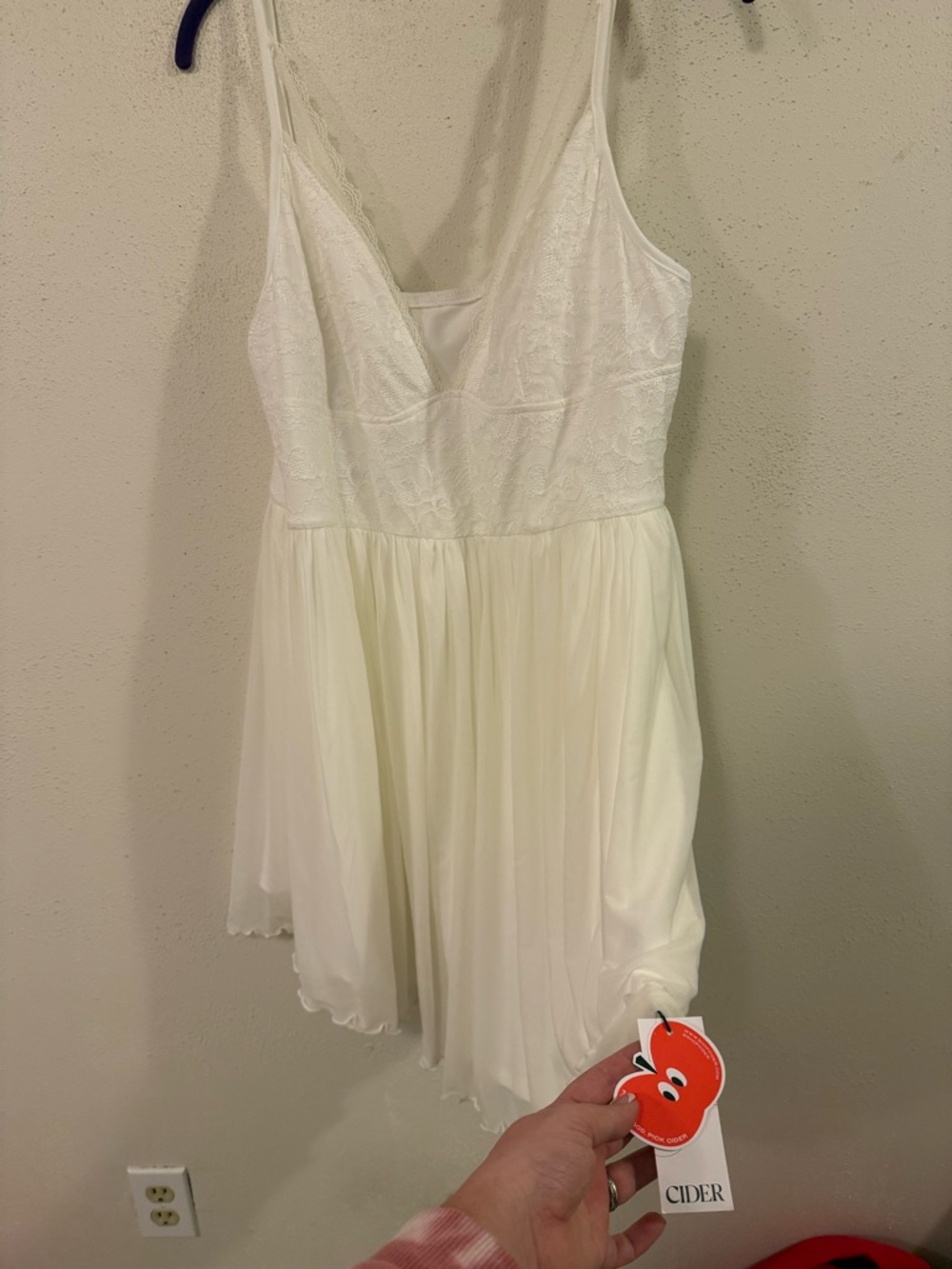 Cider White Lace & Chiffon Mini Dress
